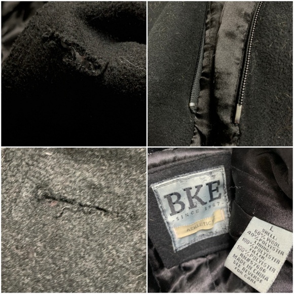 Buckle BKE Mens L Wool Blend Black Peacoat Jacket - Picture 7 of 8